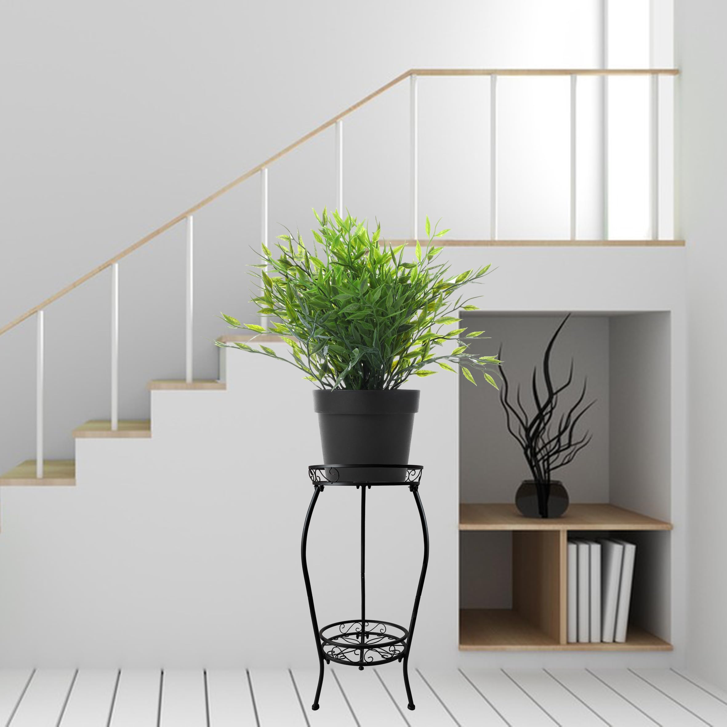 NOAMOO stand on balcony showing weather-resistant finish and vertical gardening benefit