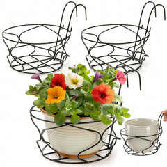 Noamus front view of planter showcasing elegant round wire design and space-saving display