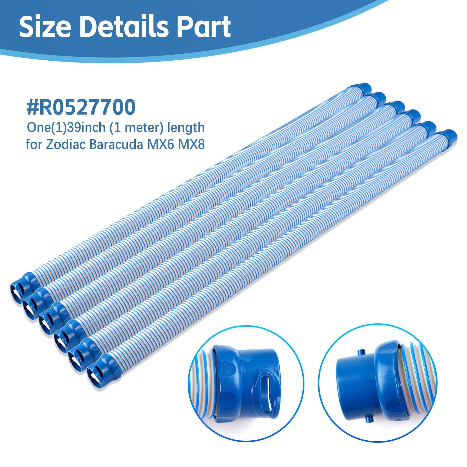 nobushe hose attached to Zodiac cleaner in pool demonstrating in-use benefit smooth movement