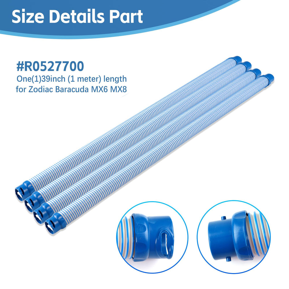 nobushe hose attached to Zodiac cleaner demonstrating correct fit and maintained suction