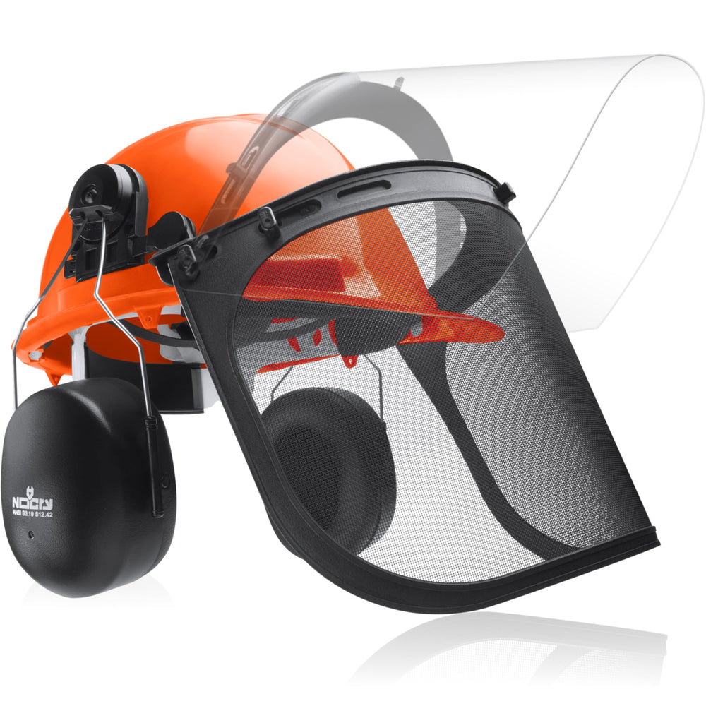 NoCry front view showing hard hat with visors for full head protection