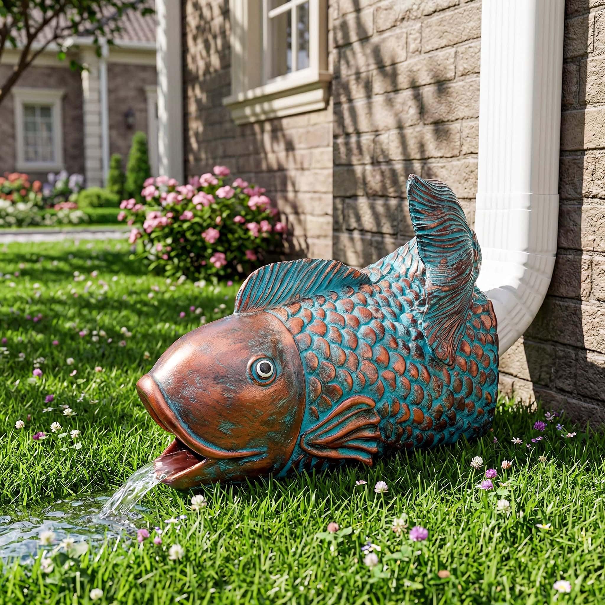 Noegrus koi in garden lifestyle setting adding charm while managing runoff benefit
