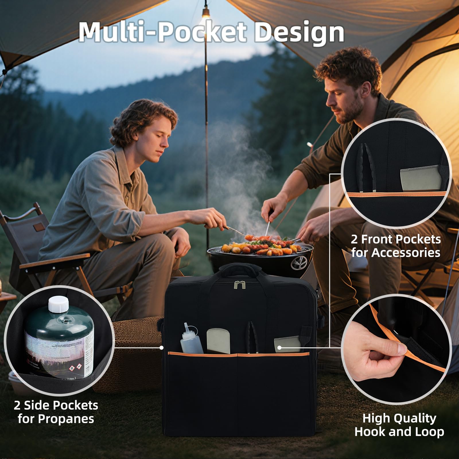 NOELIFE bag with griddle at tailgate offering organized transport