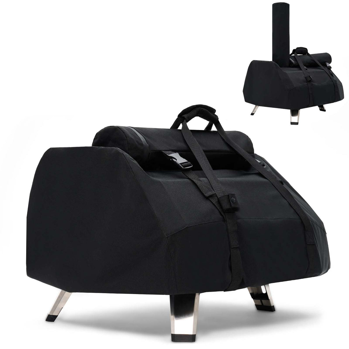 NOELIFE front view of cover protecting Ooni Karu with easy transport benefit