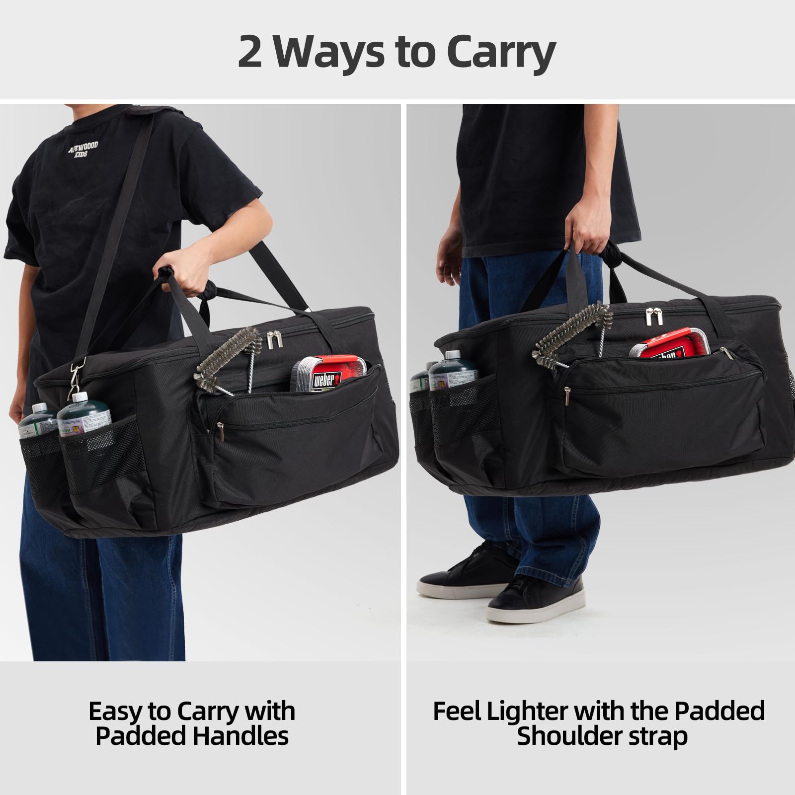 NOELIFE padded shoulder strap detail emphasizing comfortable long-distance carrying