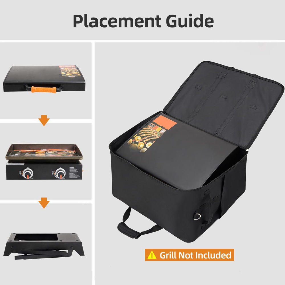NOELIFE bag next to griddle and stand to show size and fit