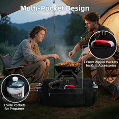 NOELIFE zippered front pockets open with tools highlighting tidy storage advantage
