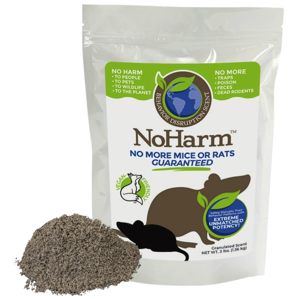 NoHarm front packaging showing granules and branding for easy identification and safe prevention