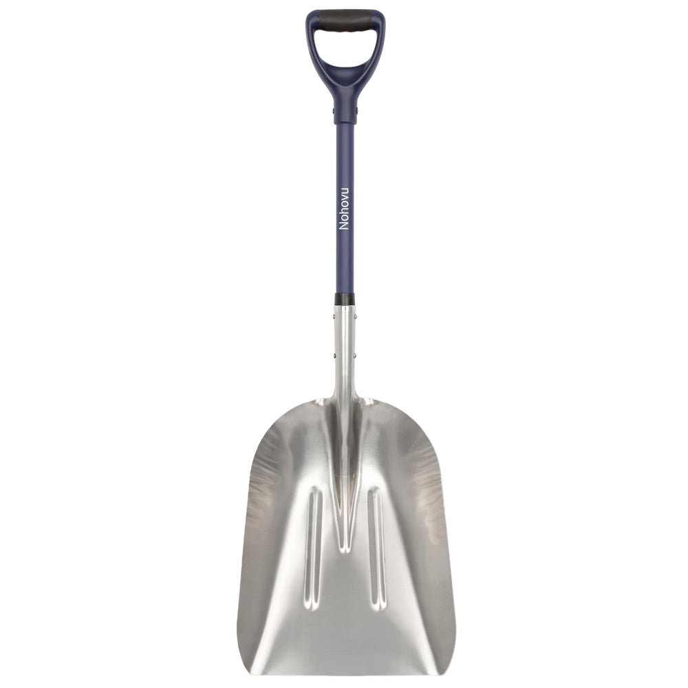 Nohovu front view showing full aluminum blade and D-handle for efficient clearing