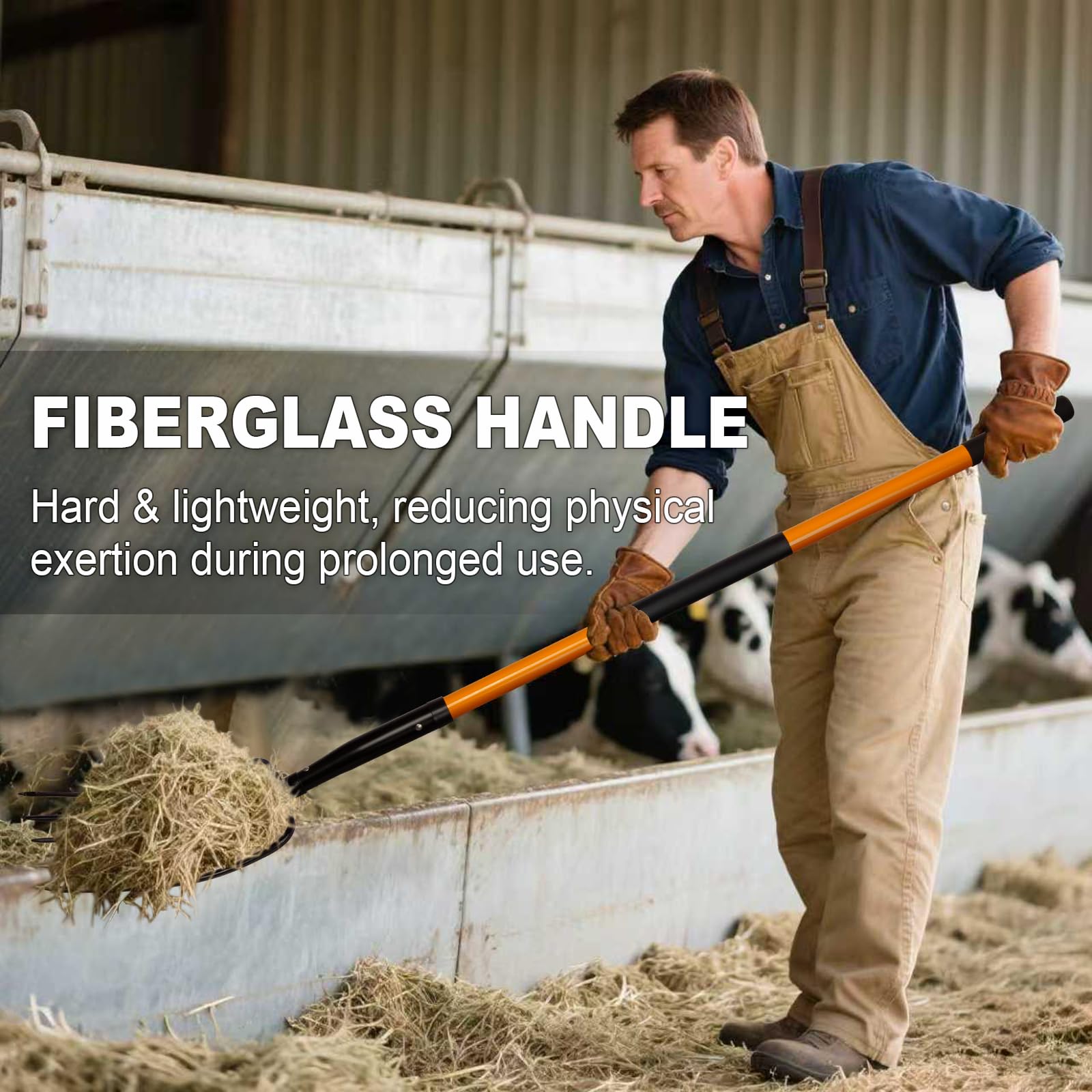 Nohovu fiberglass handle detail with dual non-slip grips for comfortable, secure hold benefit