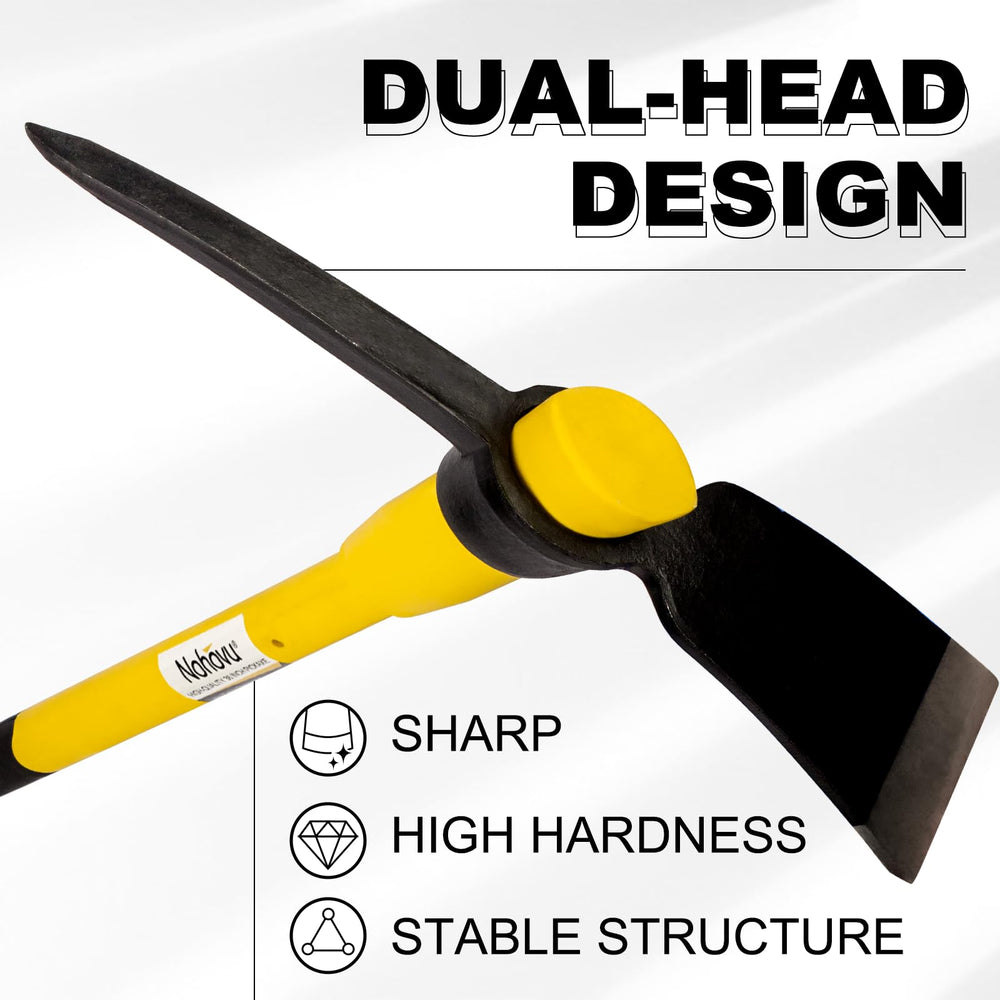 Nohovu pickaxe high-carbon forged head closeup delivering durability