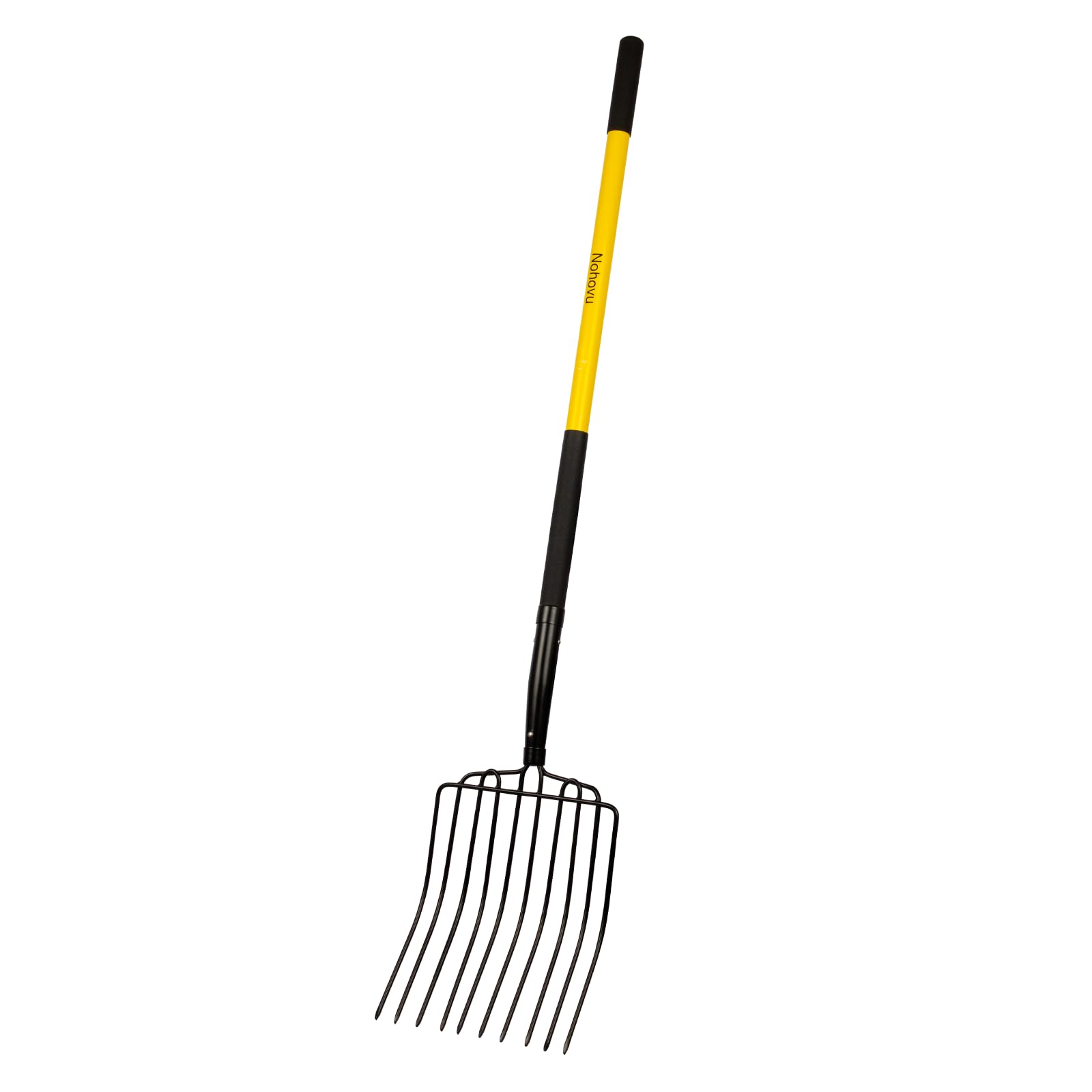 Nohovu front view of 10-tine pitchfork showing durable head and full length for reliable lifting