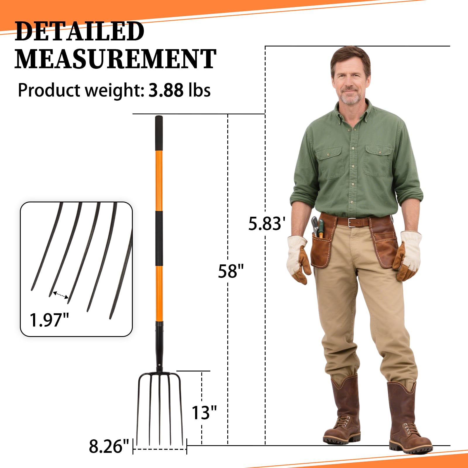 Nohovu pitchfork placed in garden landscape conveying professional utility and reliable performance benefit