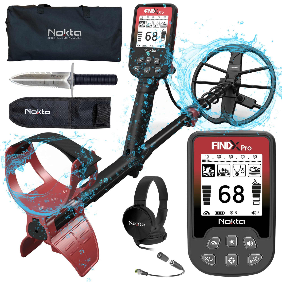 NOKTA DETECTION TECHNOLOGIES front view showing compact detector, easy transport benefit
