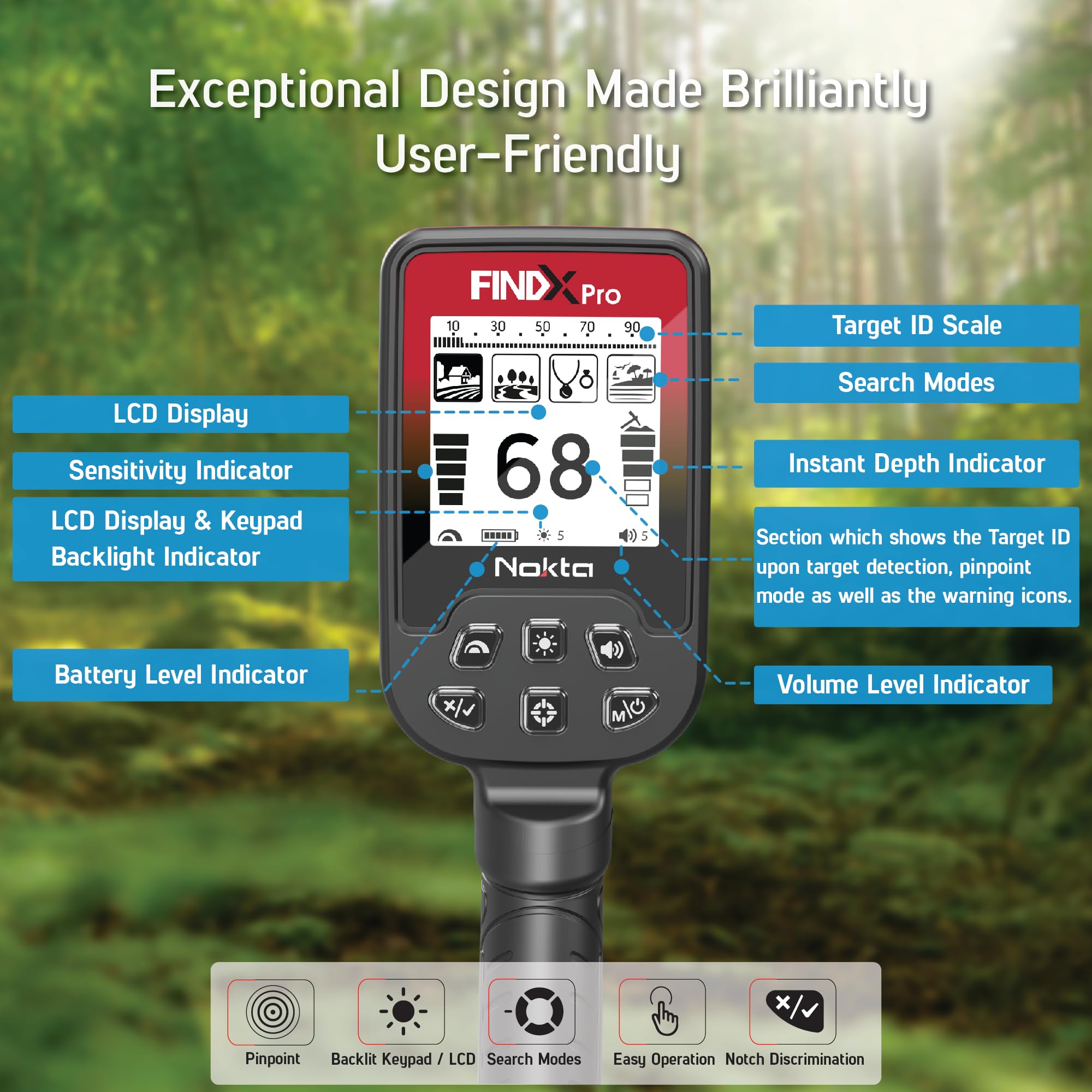 NOKTA DETECTION TECHNOLOGIES premium digger detail, ergonomic handle speeds target recovery