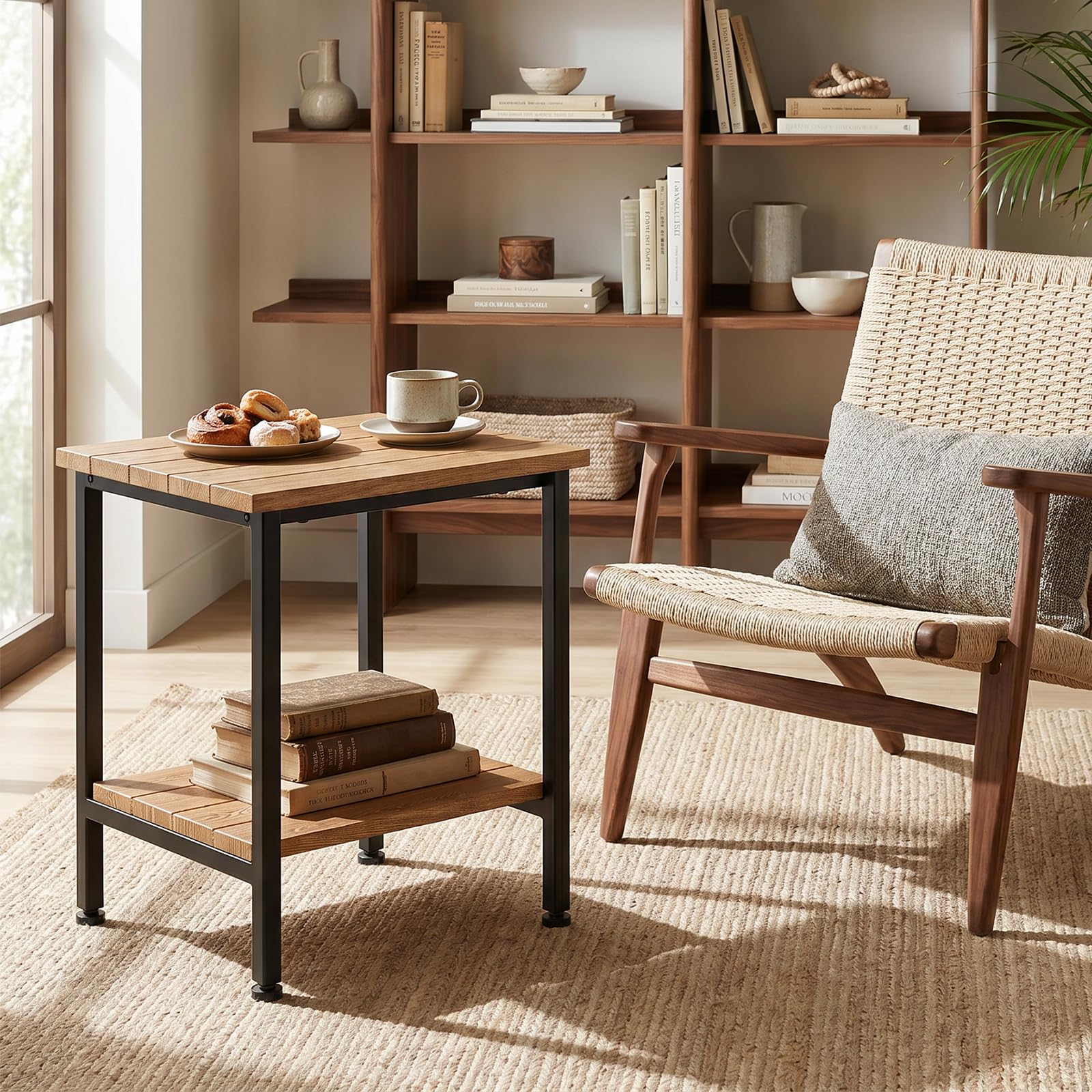NOMISPADVIC table in patio setting demonstrating outdoor suitability and stylish blend