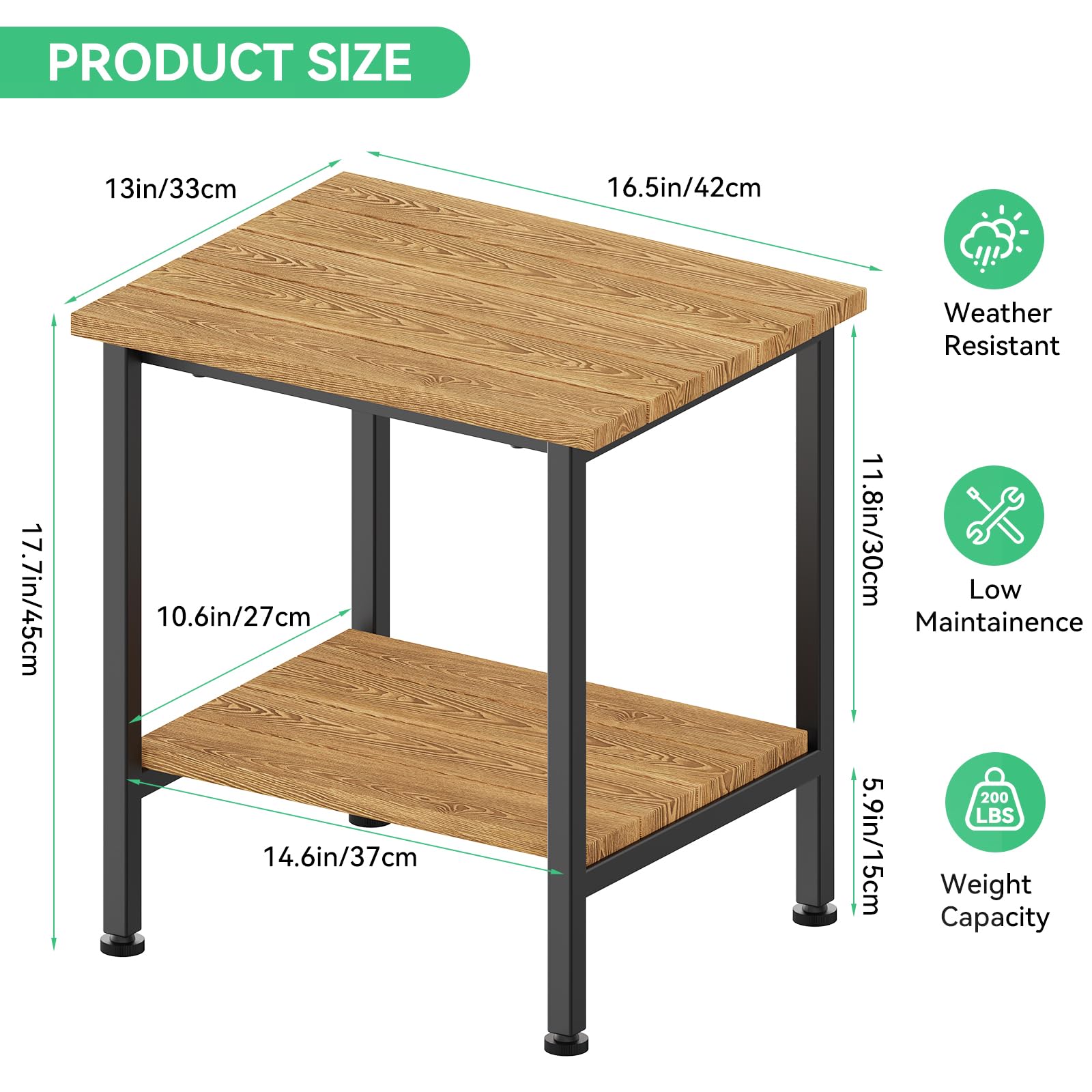 NOMISPADVIC table with drinks showing scale and top shelf 200 lb support benefit