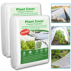 NONMON front view of two 10x30ft frost cloth packs showing coverage