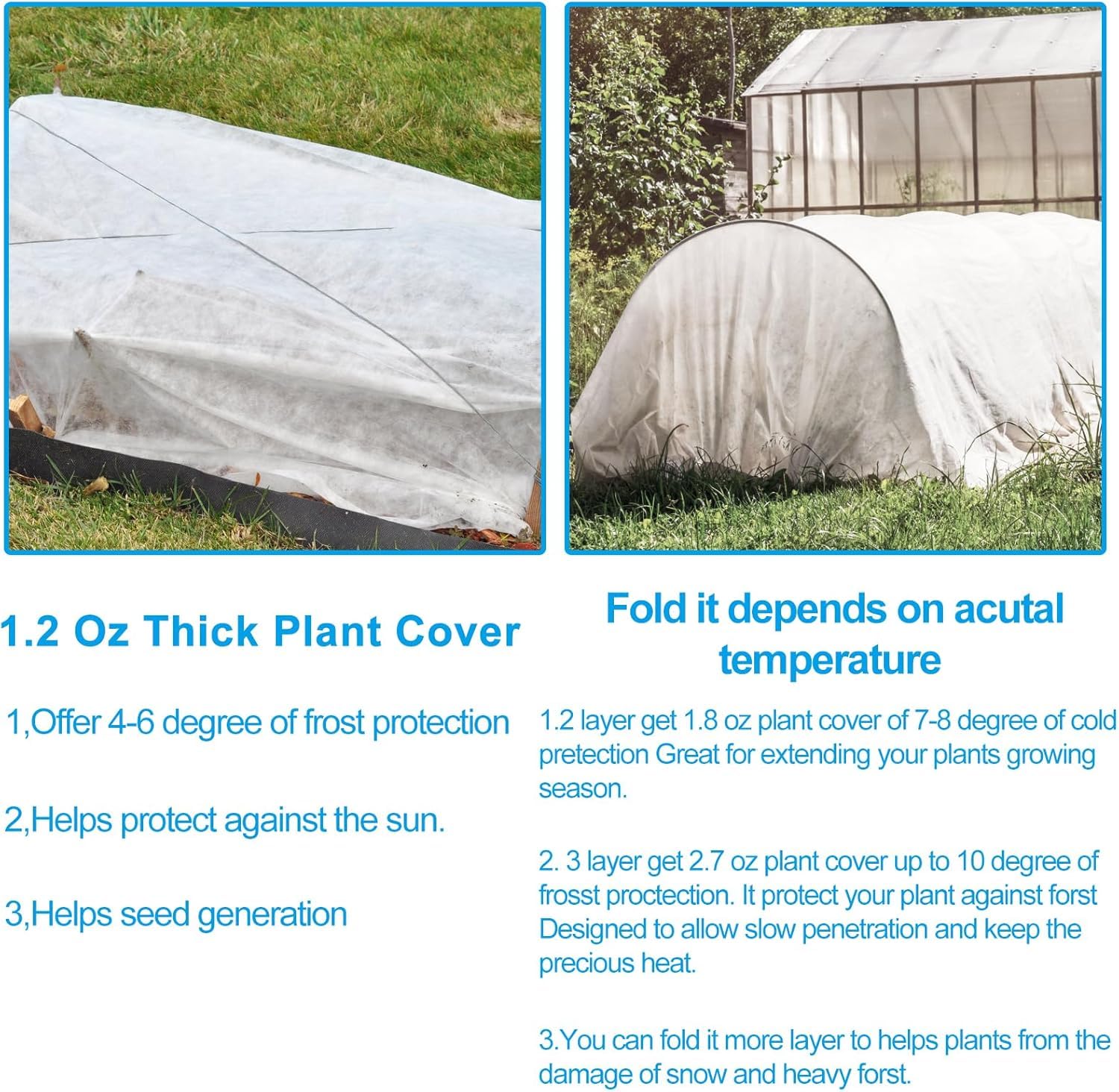 NONMON trimmed sheet covering multiple potted plants for frost defense