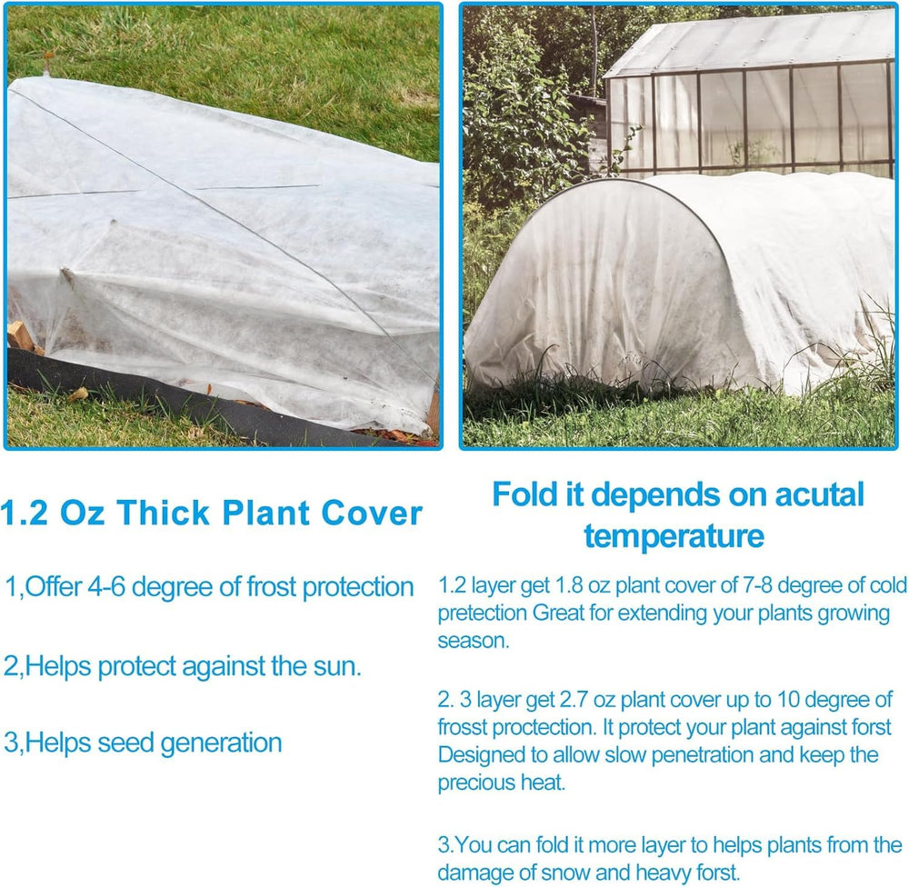 NONMON trimmed sheet covering multiple potted plants for frost defense