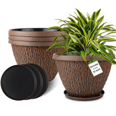 Nooulap front view of four 12-inch pots showing pebble design and value