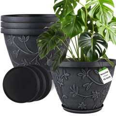 Nooulap front view 16-inch pot showing modern gray finish and shape for curb appeal