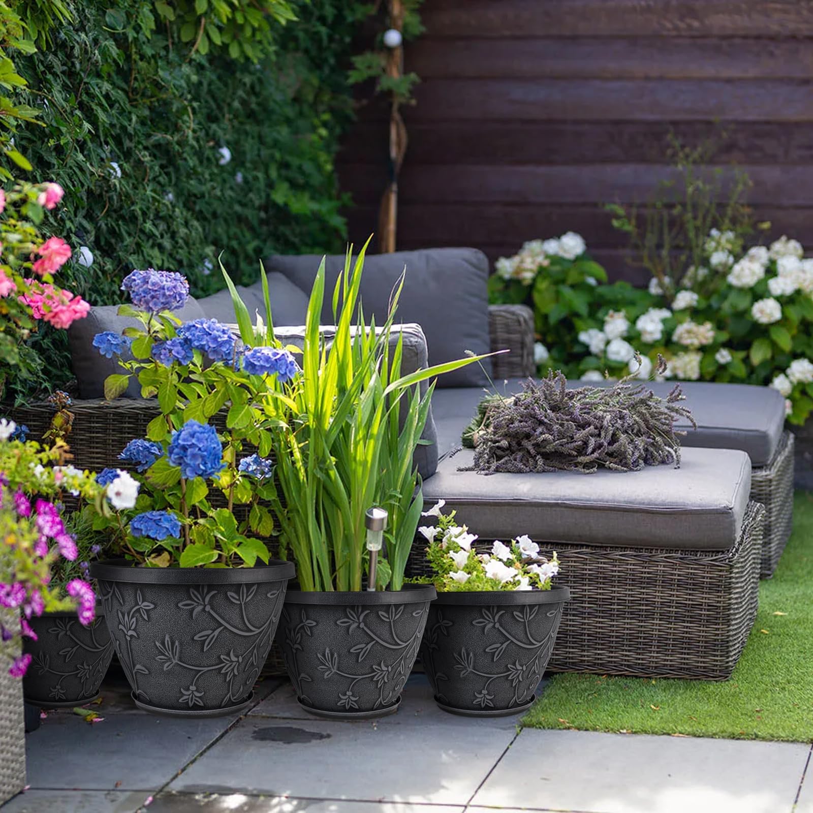 Nooulap pot on balcony with plants illustrating space-saving decoration benefit
