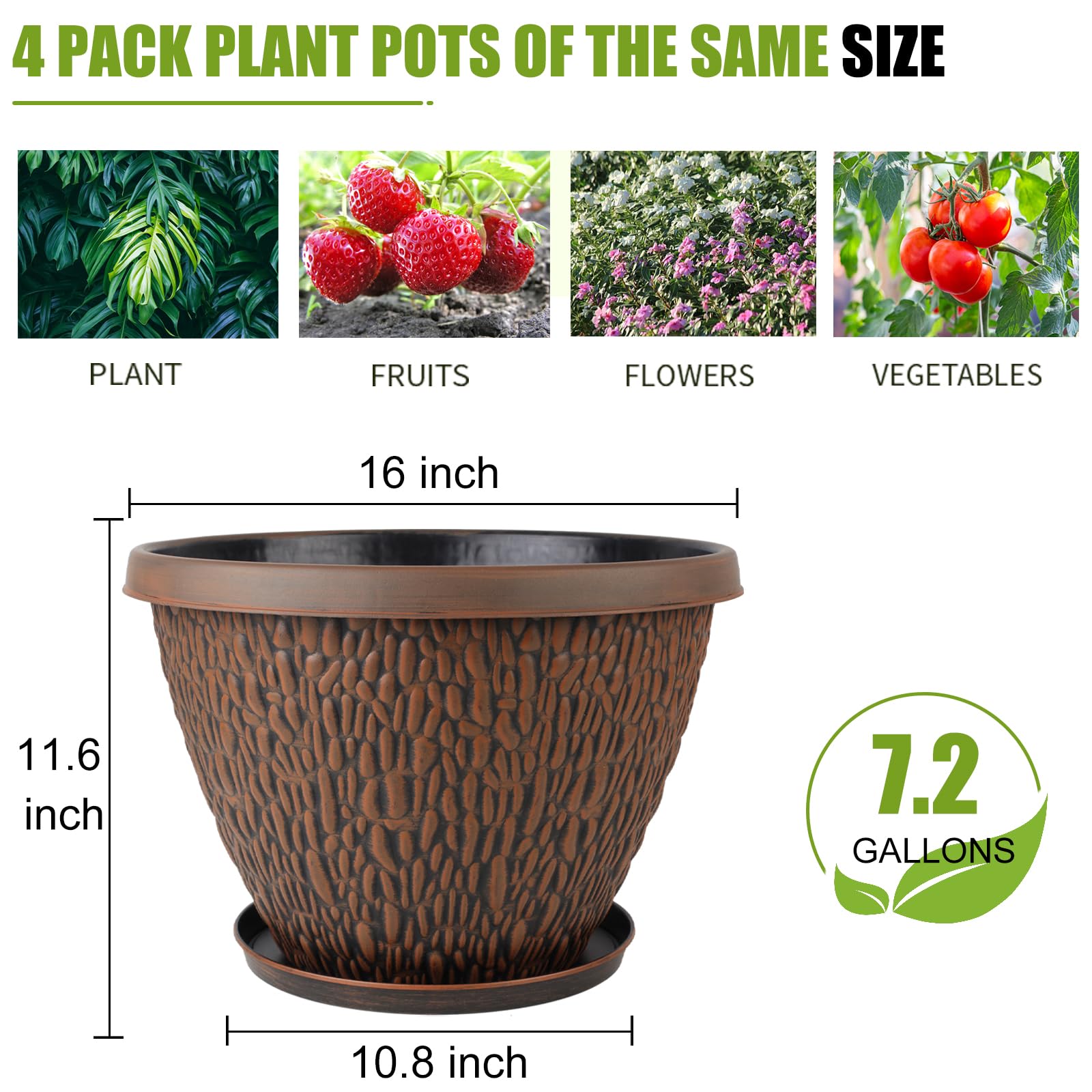 Nooulap 16 inch planter with olive tree demonstrating large plant support