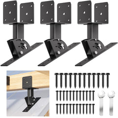 Nopwer front view of three-piece bracket kit showing hardware and packaging, clear identification benefit