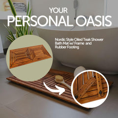 NORDIC STYLE TEAK underside rubber feet detail, provides secure non-slip benefit
