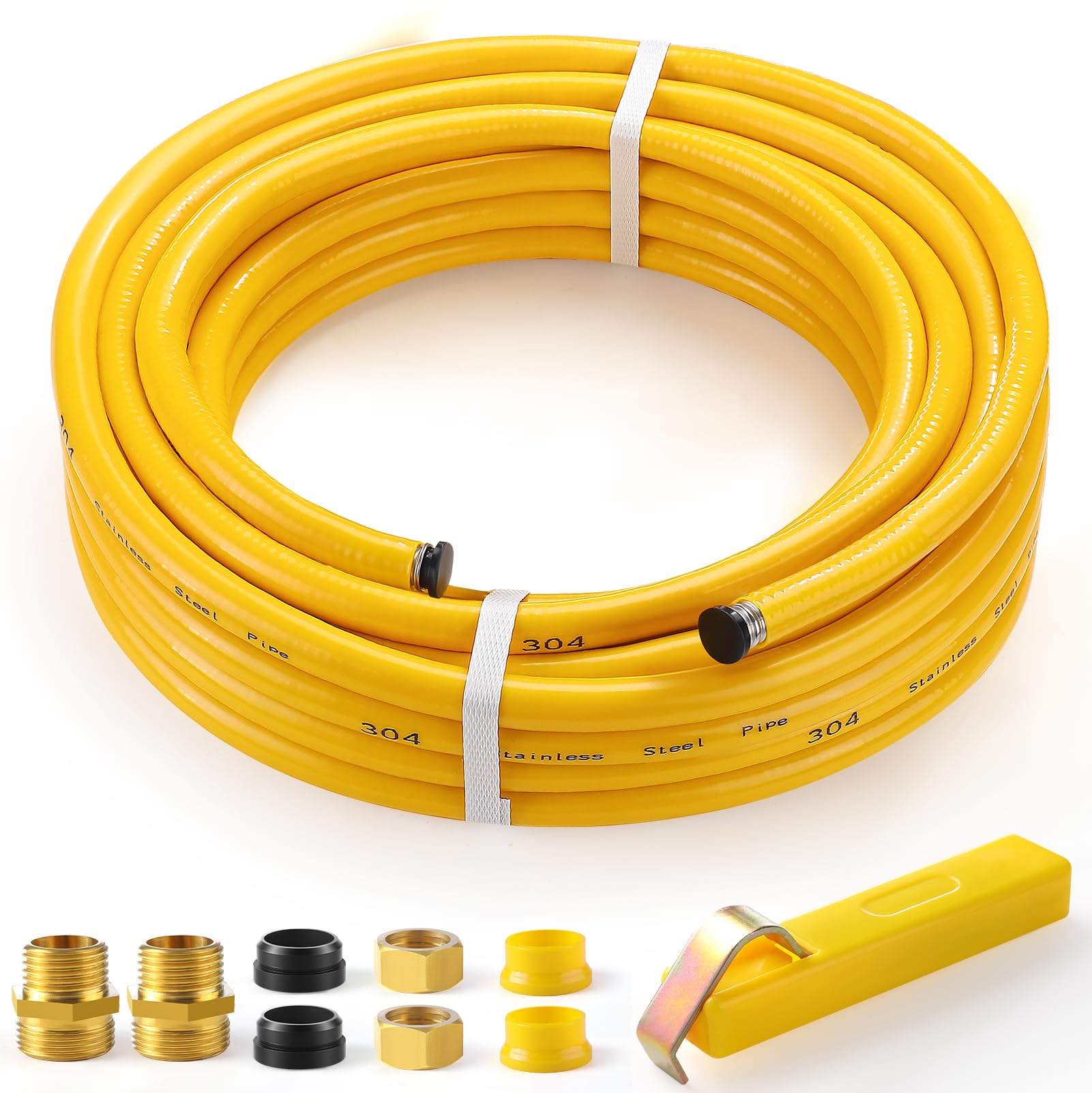 NORSGATEN front view of 33ft CSST gas line kit showing tubing and fittings for reliable installs