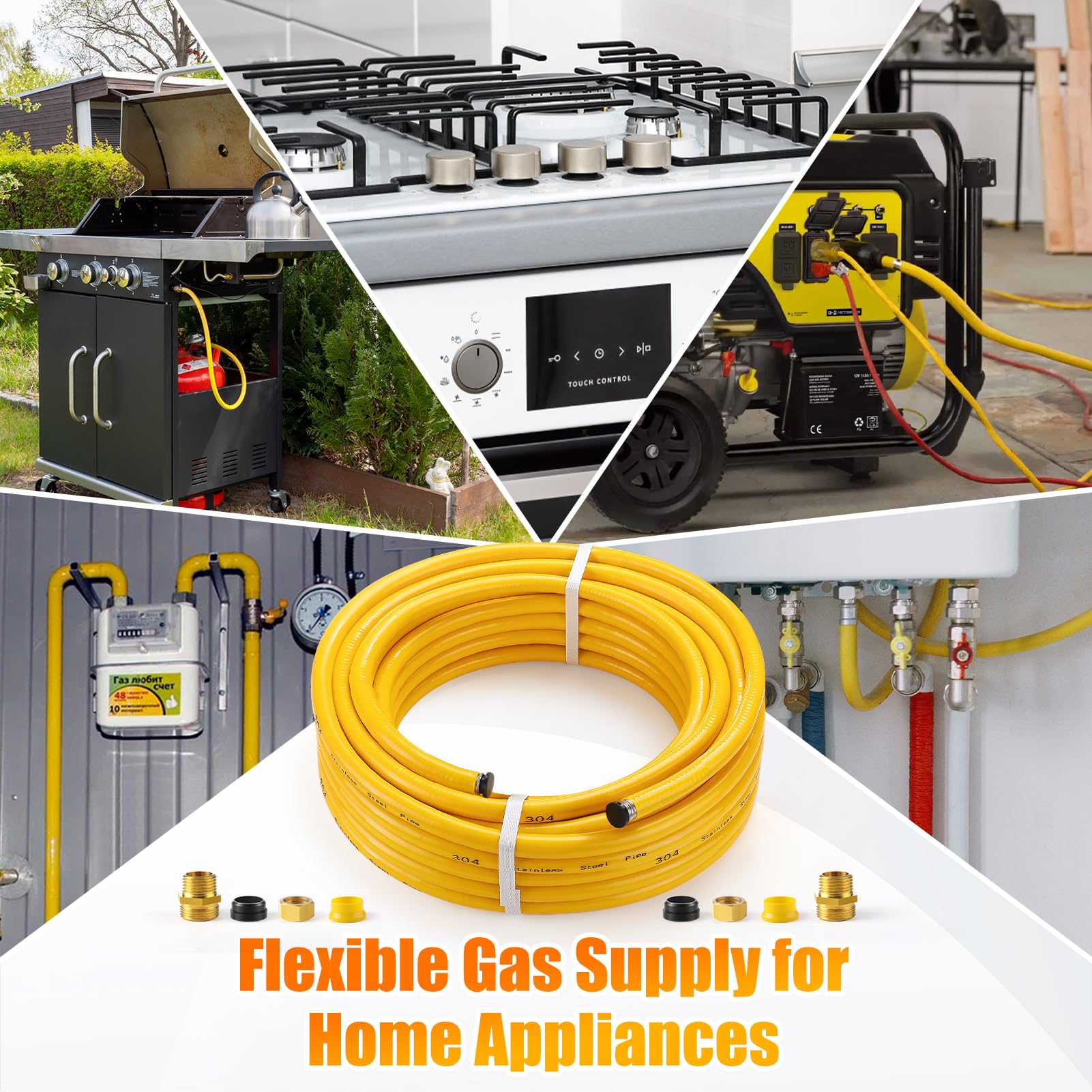 NORSGATEN installed gas line beneath stove illustrating neat concealed connection and safety