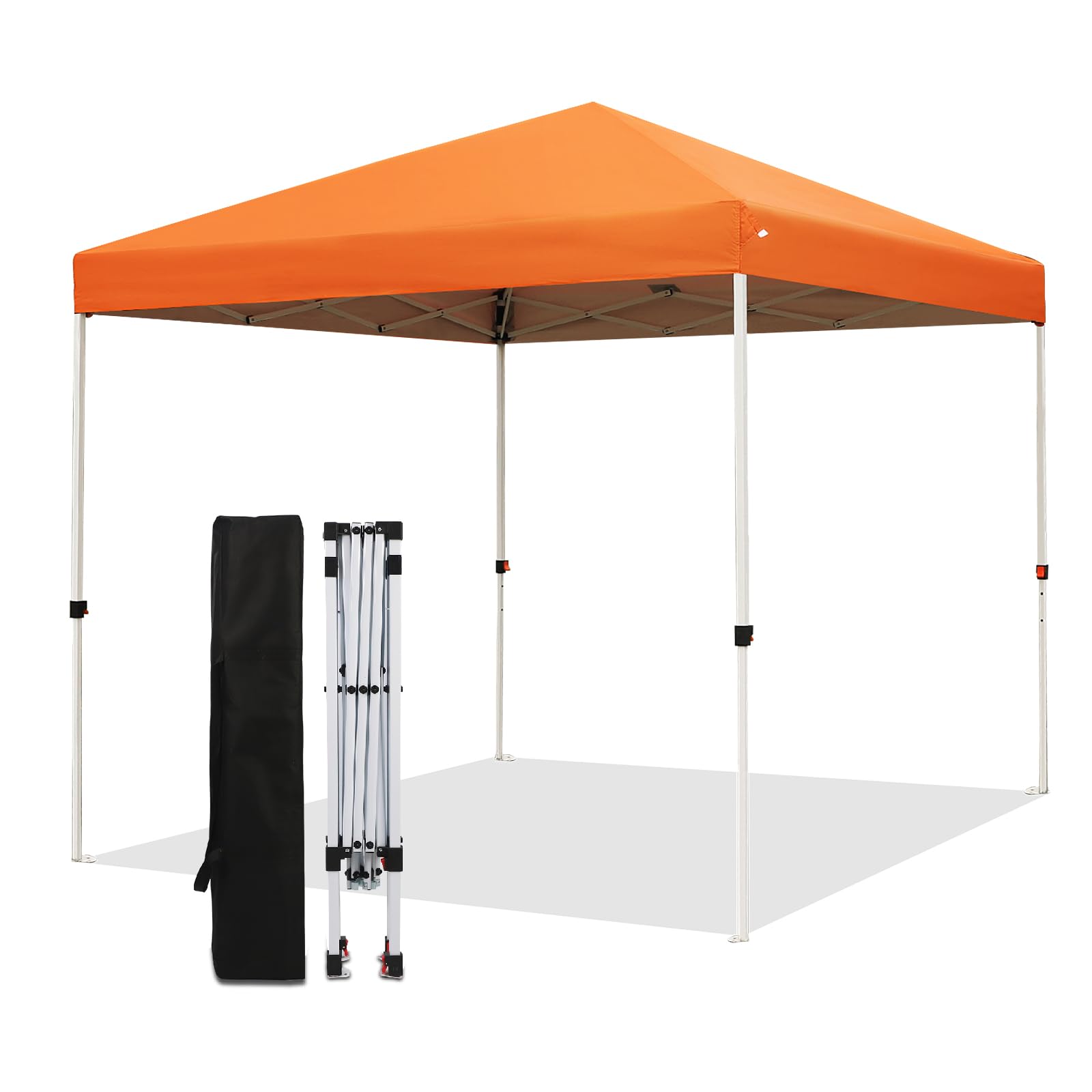 Northroad front view of orange canopy showing full 8x8 shade and easy visibility