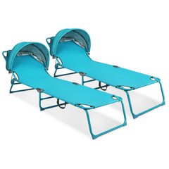 Northroad front view of both blue lounge chairs showing stable frames and comfort