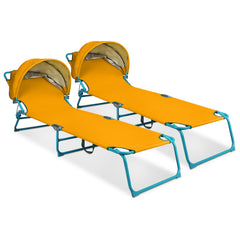 Northroad front view yellow lounge chair showing full chair and canopy benefiting quick setup