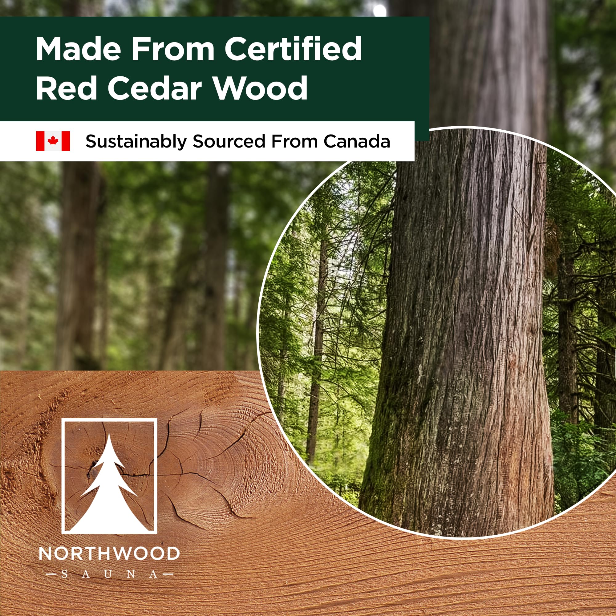 Northwood Sauna pail open with removable recycled-plastic liner for easy cleaning benefit
