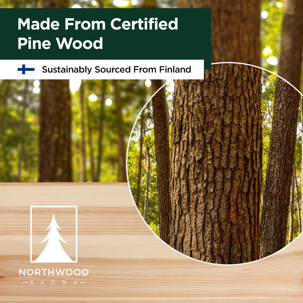 Northwood Sauna bucket open with recycled-plastic liner visible for easy cleaning