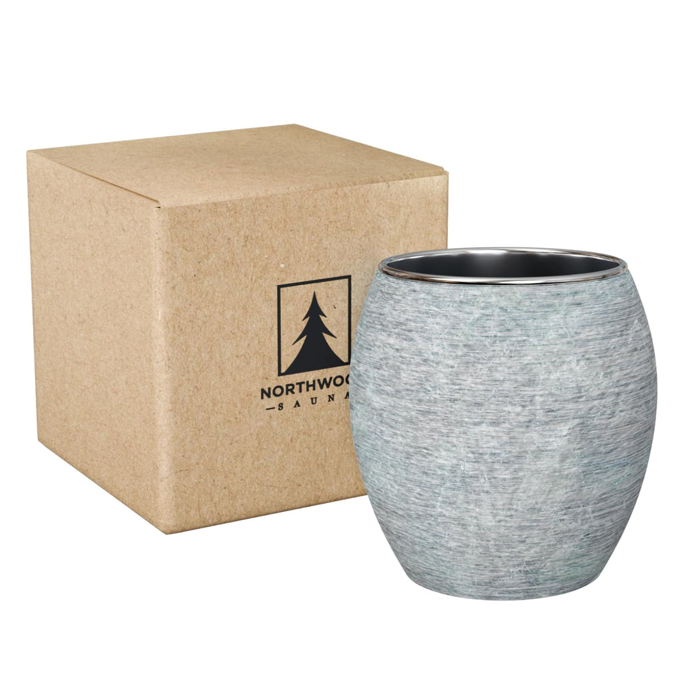 Northwood Sauna front packaging showing XL stone cup and premium box, conveys gift-ready quality