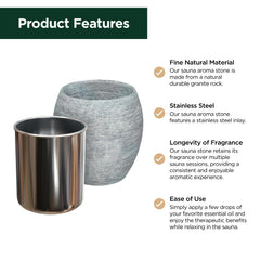 Northwood Sauna natural granite texture detail, durable stone built for repeated sauna heat