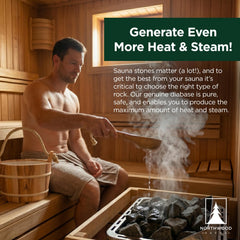 Northwood Sauna stones arranged in heater basket showing proper airflow and efficiency