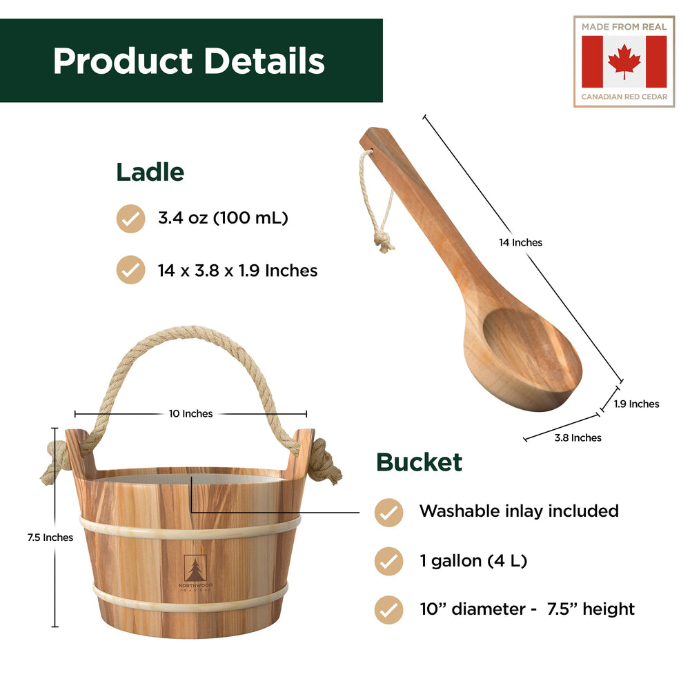 Northwood Sauna ladle detail with natural rope handle showing ergonomic grip benefit