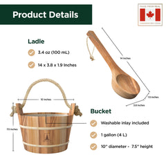 Northwood Sauna ladle detail with natural rope handle showing ergonomic grip benefit