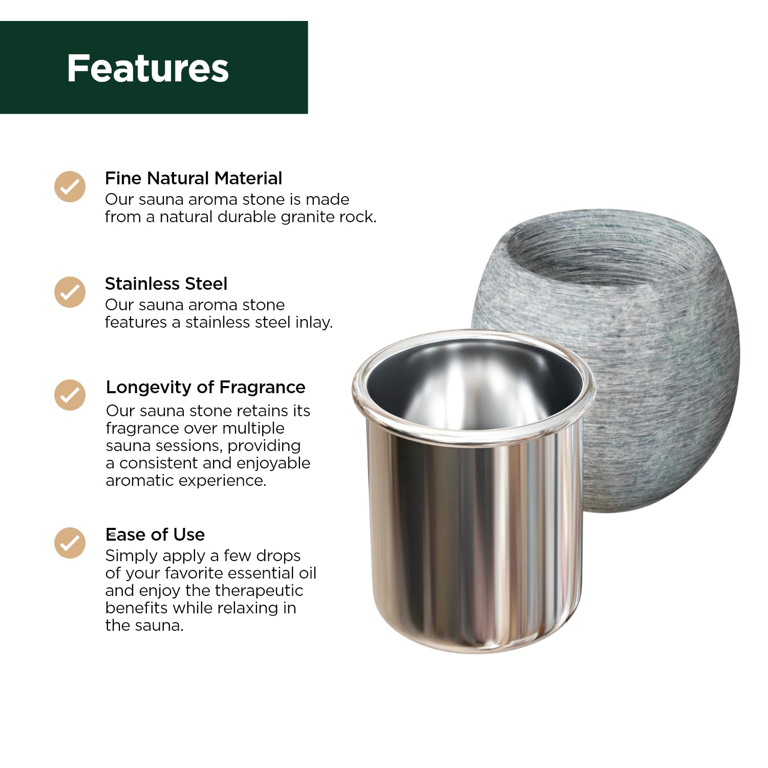 Northwood Sauna stainless-steel insert closeup for easy cleaning and oil containment