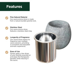 Northwood Sauna stainless-steel insert closeup for easy cleaning and oil containment