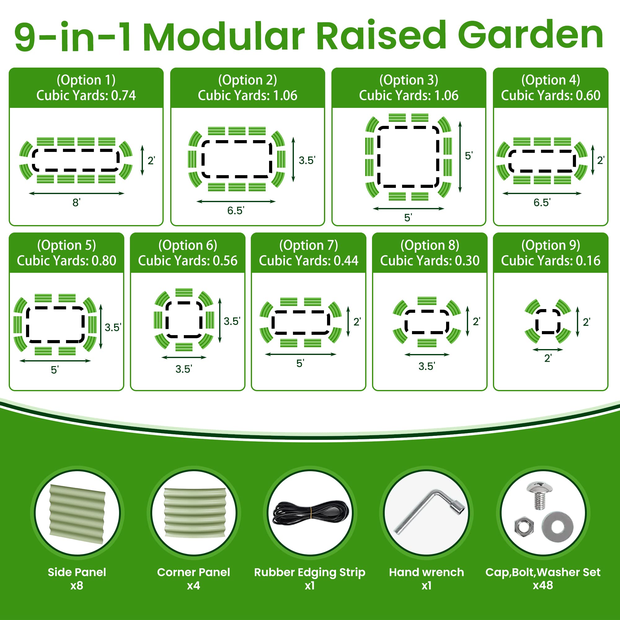 Nossta modular layout options illustrating flexible configurations for yards