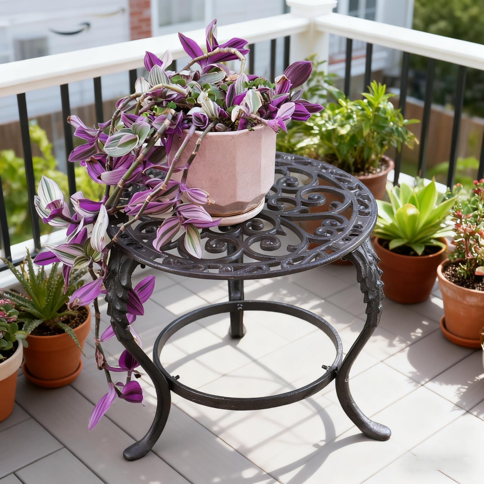 Notakia plant stand with large pot demonstrating heavy-duty support