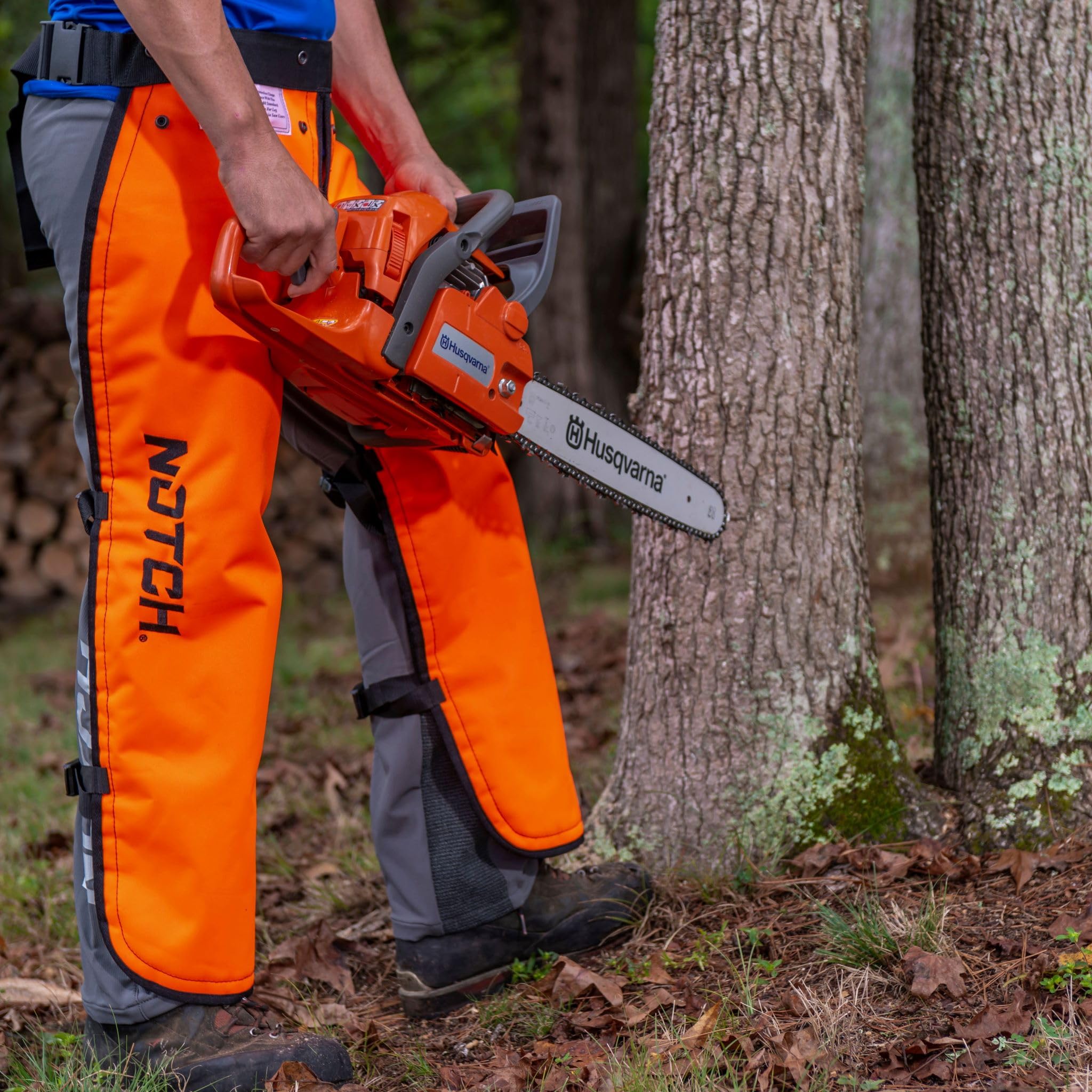 Notch folded chaps showing compact storage and transport convenience