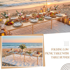 Novabright boho runner and eight woven placemats arranged, ready to style