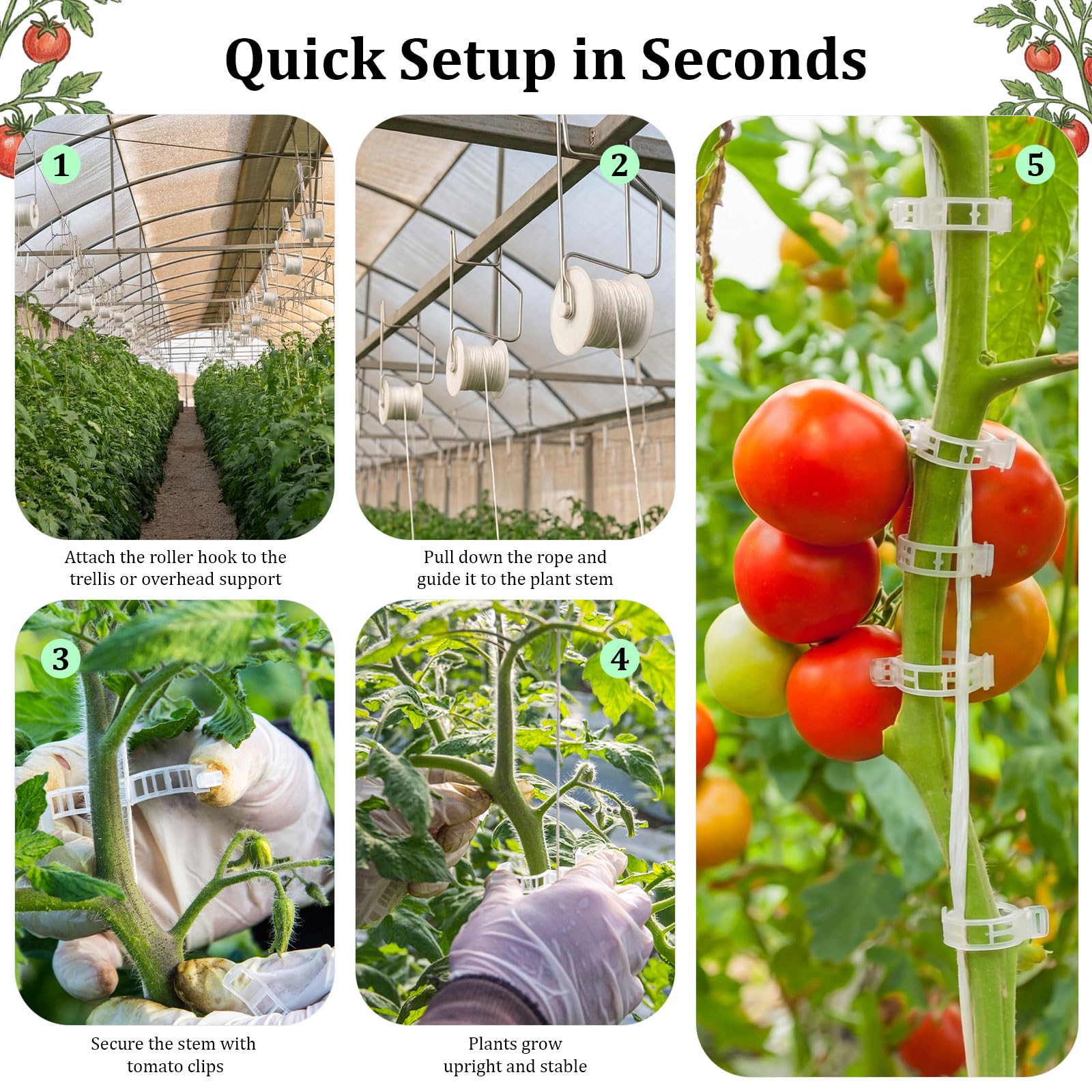 Novabright set of 100 clips laid out for easy plant securing