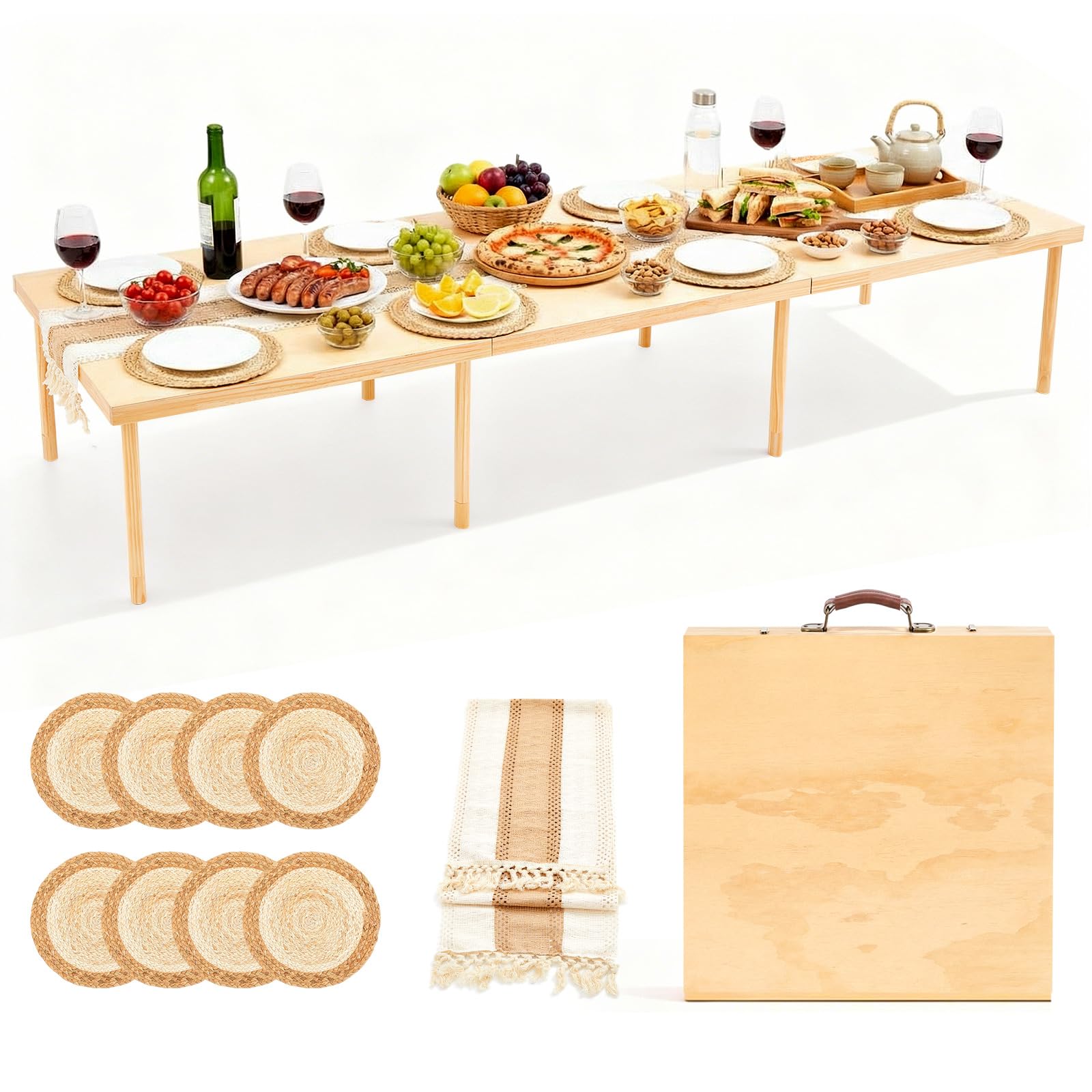 Novabright folded table front view showing compact portability and easy transport